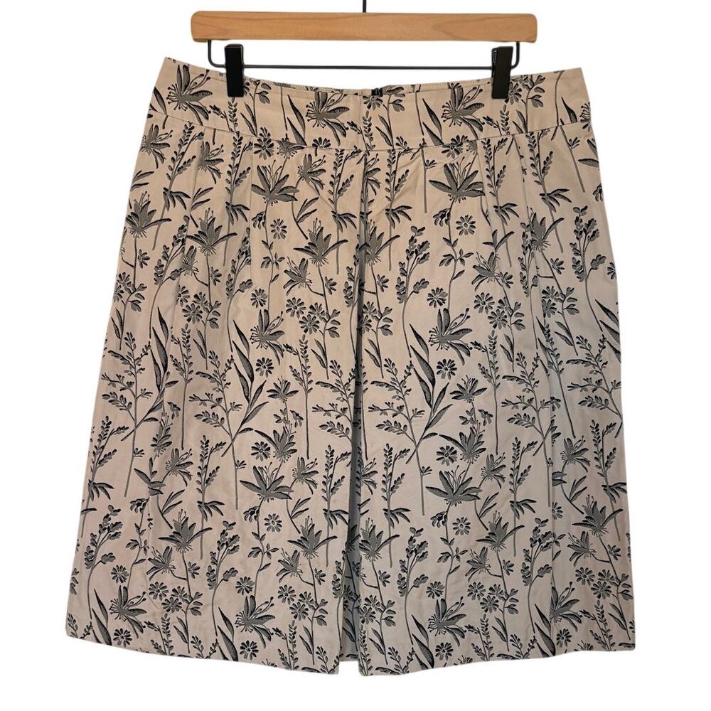 MaxMara Weekend Jacquard Print Pleated Skirt Botanical Neutral Preppy size 16